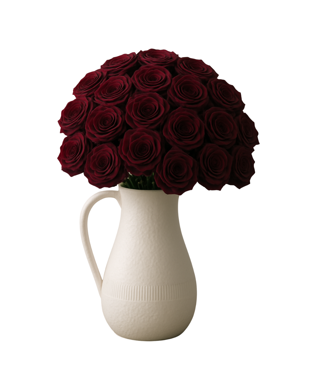 24 Deep Crimson Preserved Roses in Artisan Ceramic Vase | Tesoro Bloom
