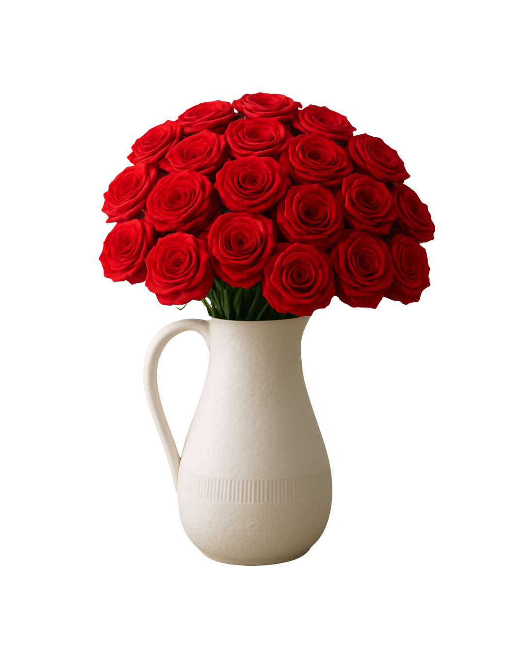 24 Scarlet Splendor Vibrant Red Preserved Roses in Artisan Ceramic Vase | Tesoro Bloom