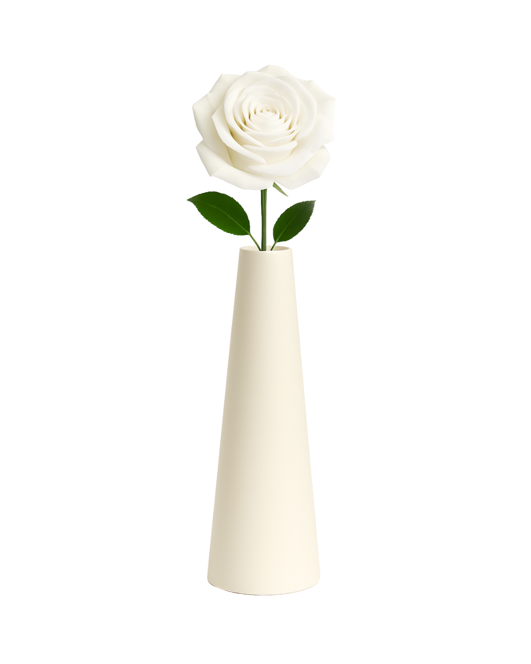 Single Stem Large White Preserved Rose in Vase | Tesoro Bloom