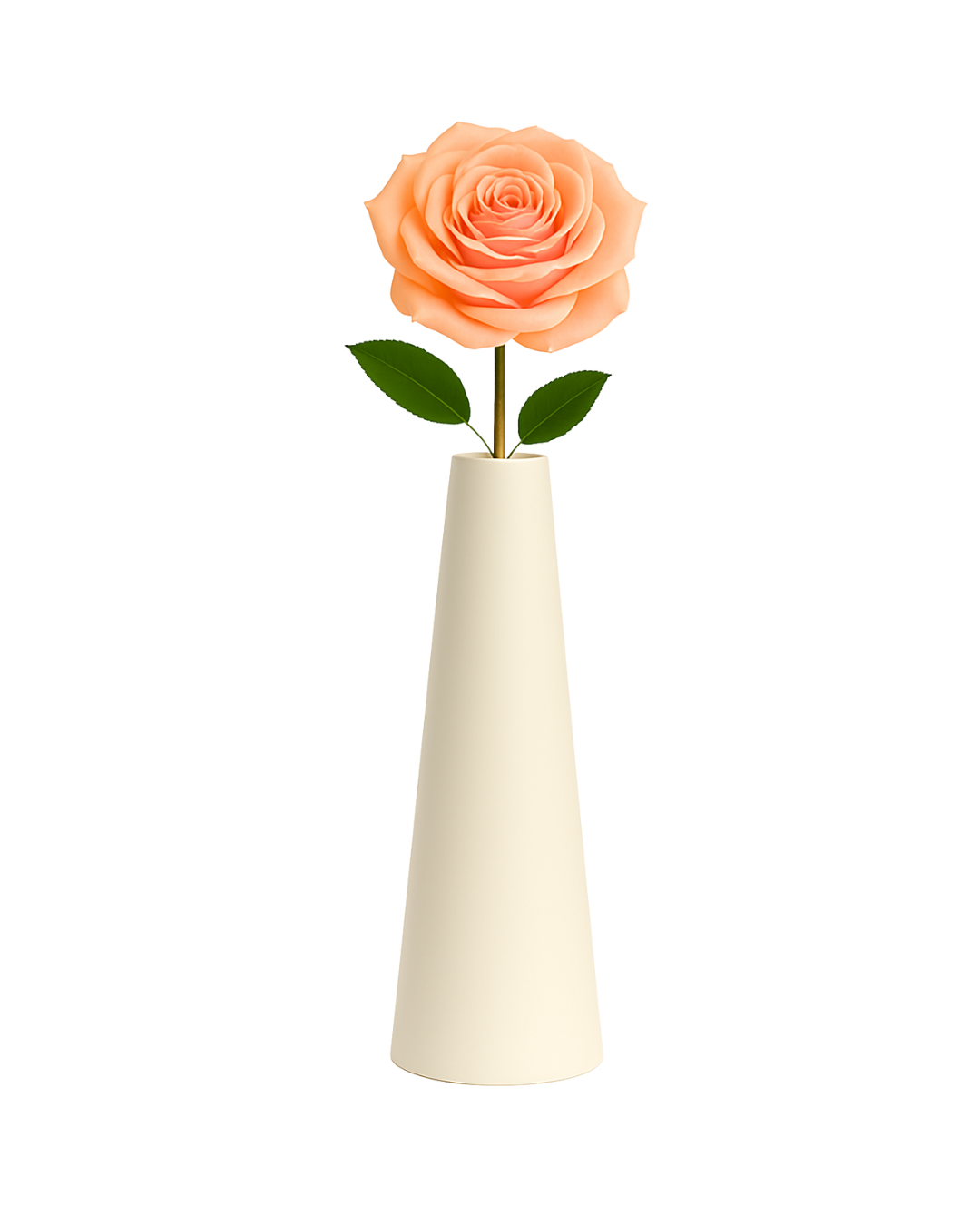 Single Stem Large Peach Preserved Rose in Vase | Tesoro Bloom