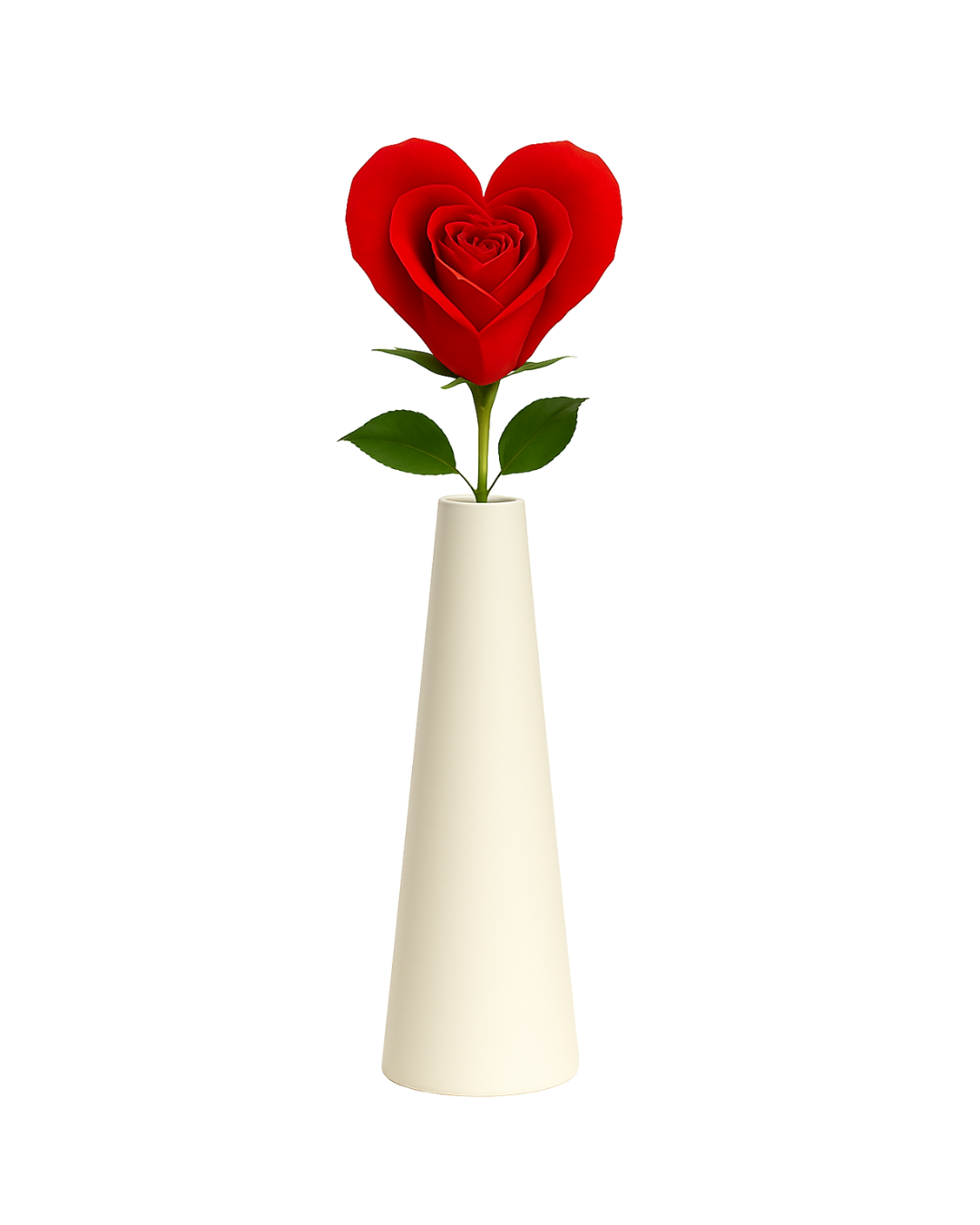 Single Stem Red Heart-Shaped Preserved Rose in Vase | Tesoro Bloom