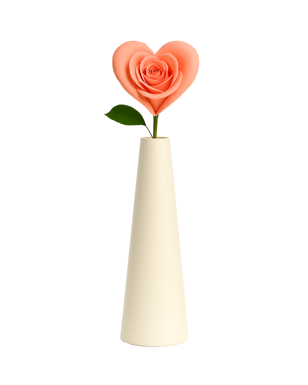 Peach Heart-Shaped Rose in Vase – Tesoro Bloom