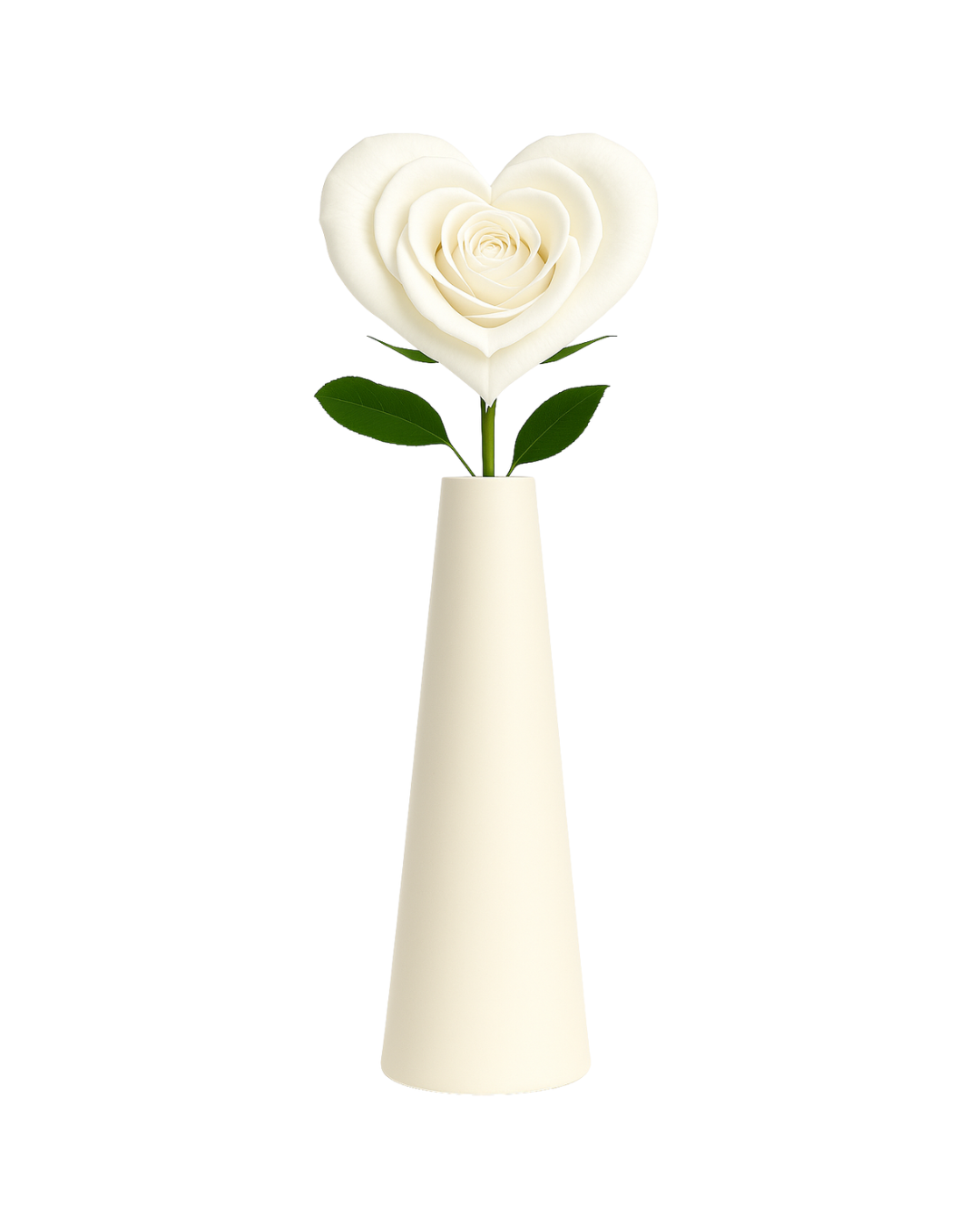 White Heart-Shaped Rose in Vase – Tesoro Bloom