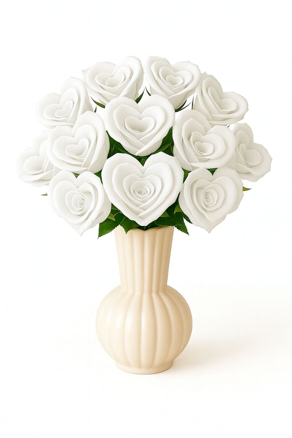 Elegant White Heart-Shaped Preserved Roses in Vase | Tesoro Bloom