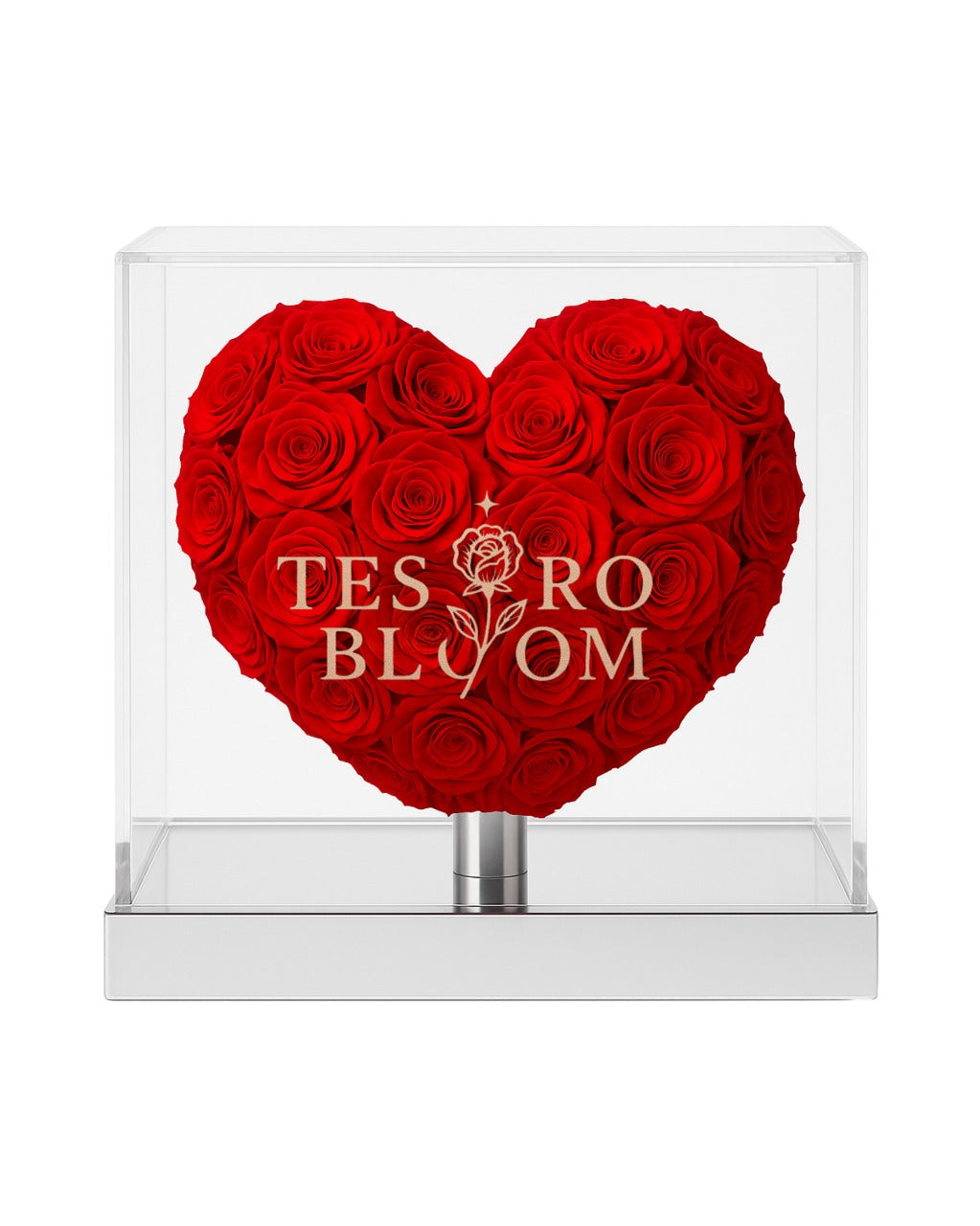 heart shape roses in silver vase